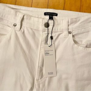 NEW Eileen Fisher White Hi Rise Straight Leg Jeans Organic Cotton